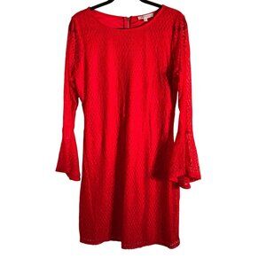 Ultrapink Womens Red Lace Long-Sleeve Dress With Zipper Back Size L